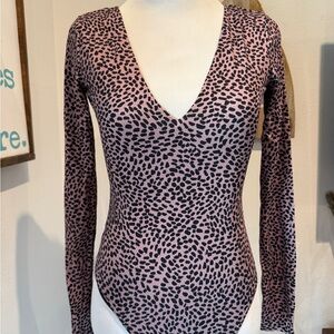 O'Neill Mauve Pink & Black Animal Print V-Neck Swimsuit